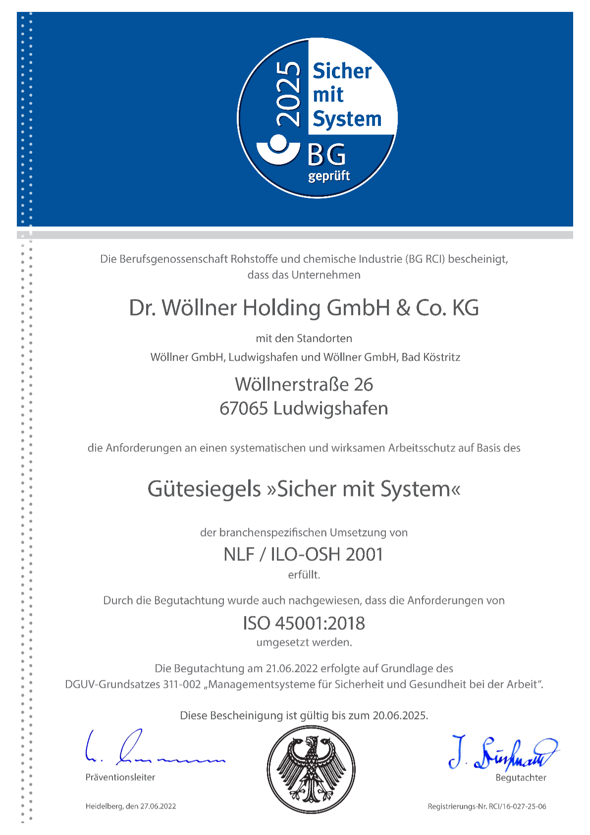 2023 ISO 45001 Zertifikat Arbeitssicherheitsmanagement DE
